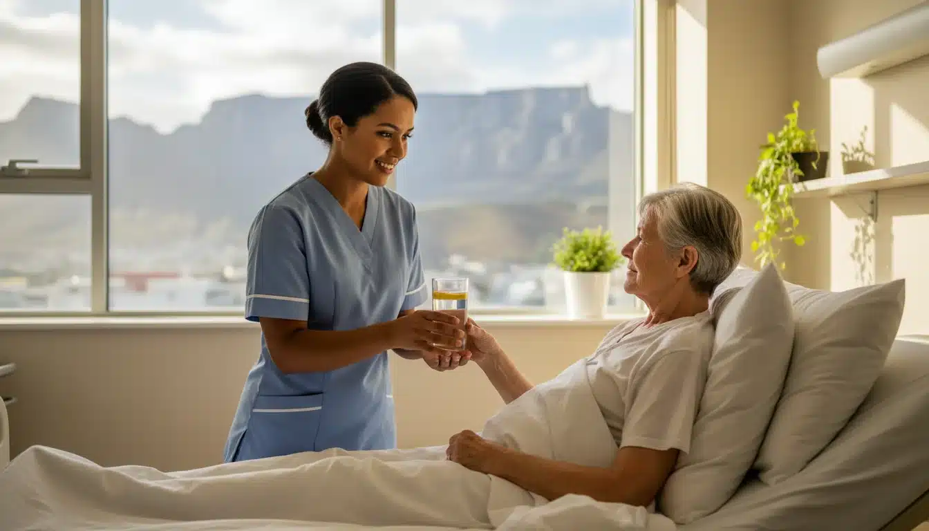 What should I expect during a detox program for substance abuse in South Africa? 2 A nurse in a medical facility in Cape Town assists a patient in a hospital bed.